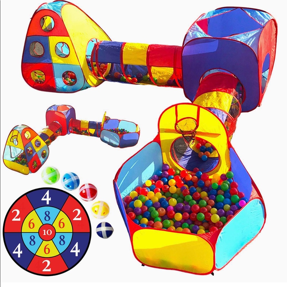Multicolor Kids Play Tunnel, Ball Pit & Pop-Up Tent Set